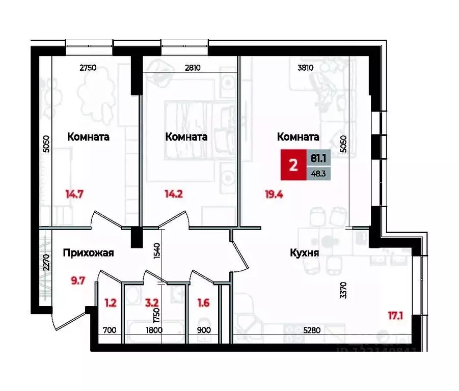 3-к кв. Ставропольский край, Невинномысск Новая ул., 1 (81.1 м) - Фото 1
