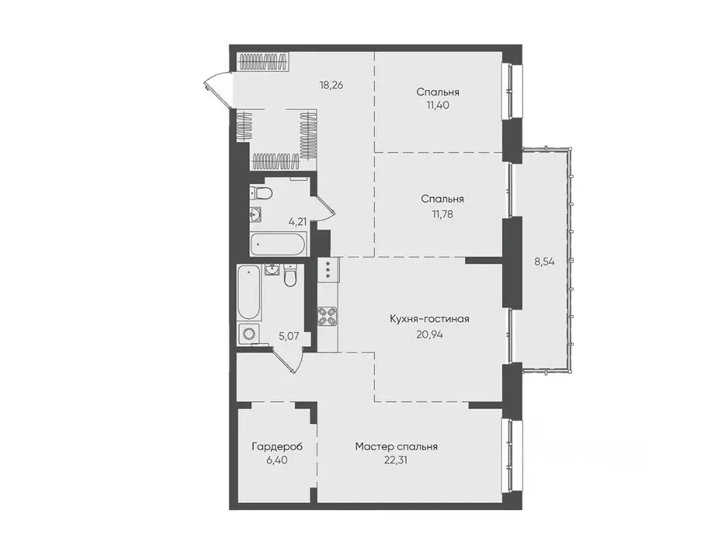 4-к кв. Иркутская область, Иркутск ул. Касьянова, 1 (108.0 м) - Фото 2