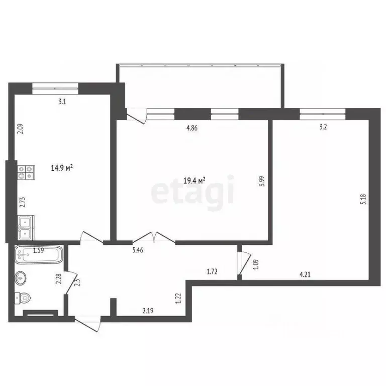 2-к кв. Саха (Якутия), Якутск Якутская ул., 2/16 (65.2 м) - Фото 2