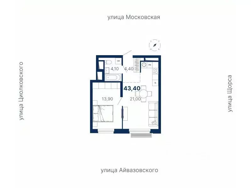 1-к кв. Свердловская область, Екатеринбург ул. Московская, 249/2 (43.5 ... - Фото 0