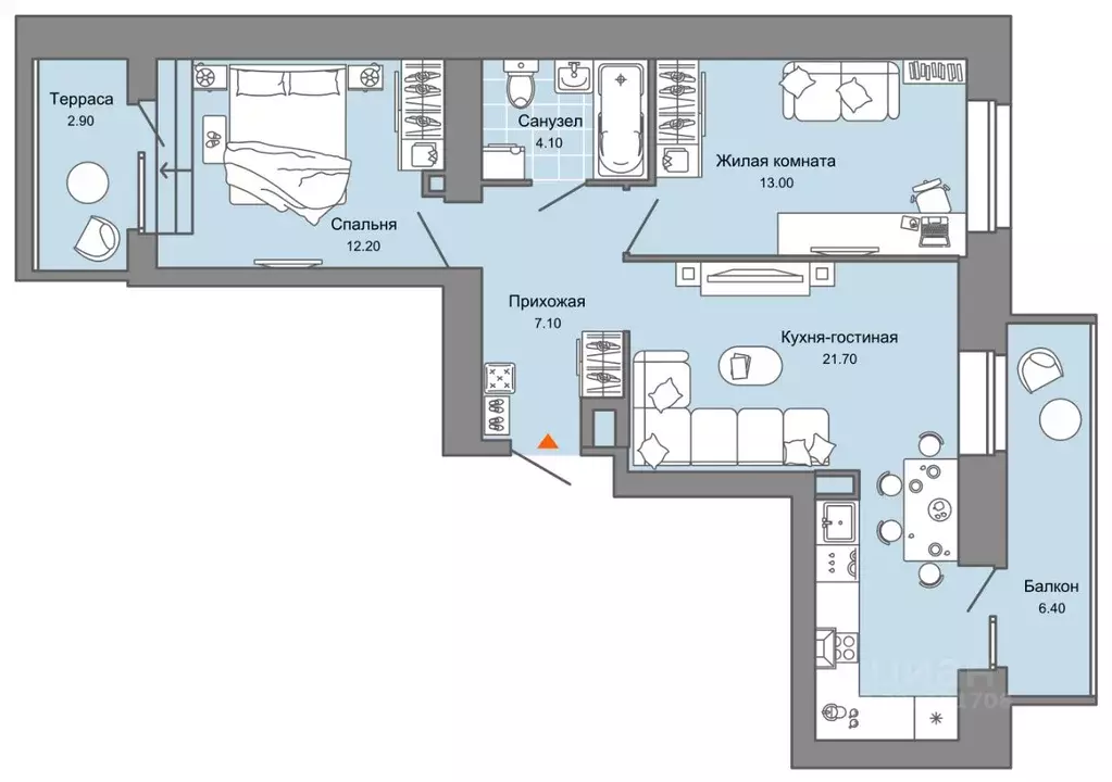 2-к кв. Пермский край, Пермь ул. Дзержинского, 31Б (62.0 м) - Фото 2
