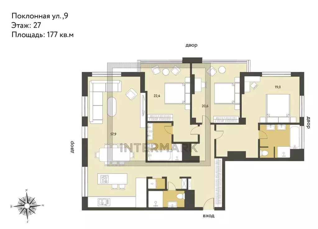 4-к кв. Москва Поклонная ул., 9 (177.0 м) - Фото 2
