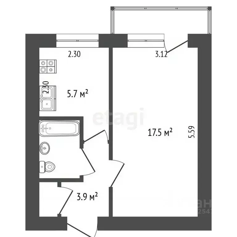 1-к кв. Крым, Симферополь ул. 1-й Конной армии (31.5 м) - Фото 2