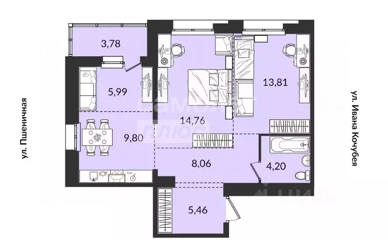 3-к кв. Иркутская область, Иркутск Пшеничная ул., 15 (65.86 м) - Фото 1