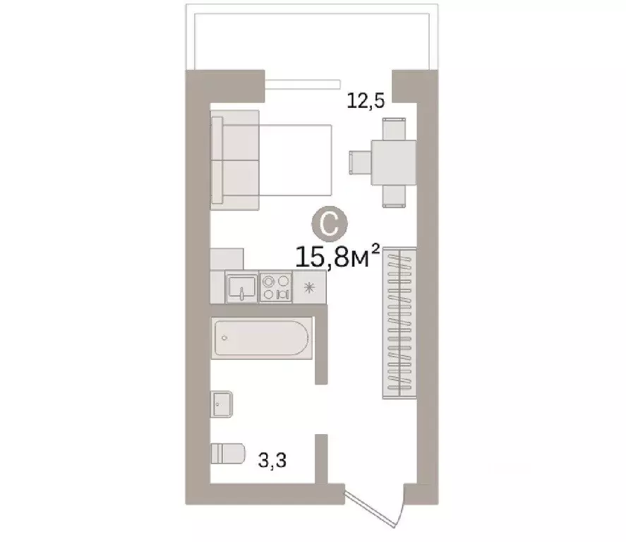 1-к кв. Тюменская область, Тюмень ул. Новоселов, 115 (15.8 м) - Фото 1