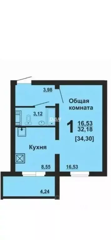 1-к кв. Челябинская область, Челябинск ул. Бейвеля, 46 (31.9 м) - Фото 2