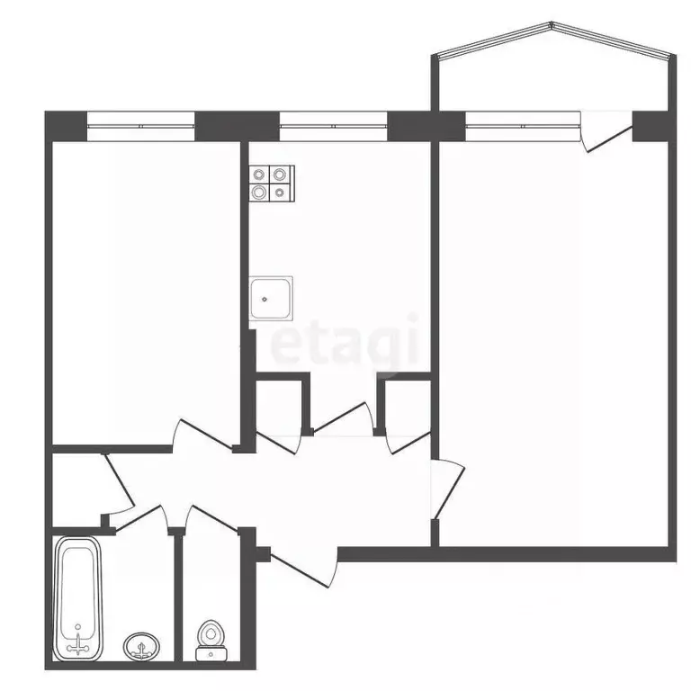 2-к кв. Саха (Якутия), Якутск Птицефабрика мкр, 6 (46.5 м) - Фото 2