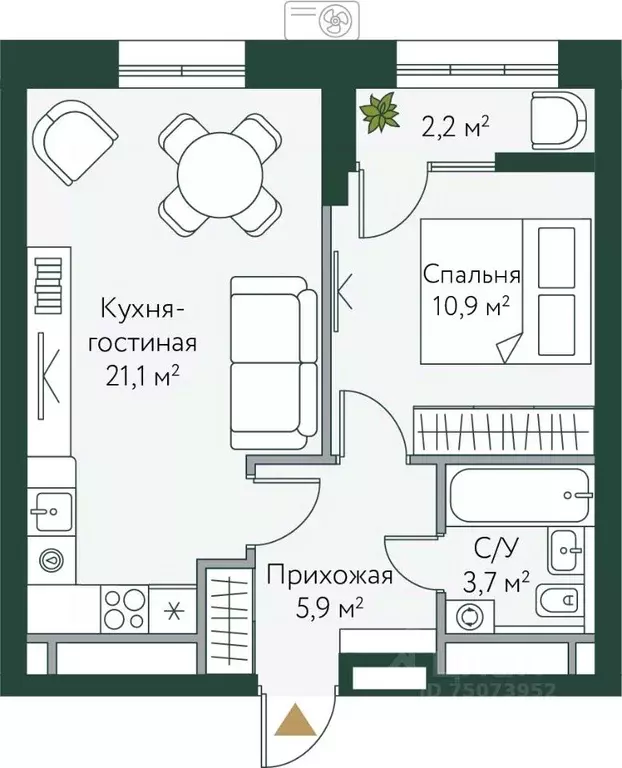 1-к кв. Волгоградская область, Волгоград Новосибирская ул., 74 (43.8 ... - Фото 0