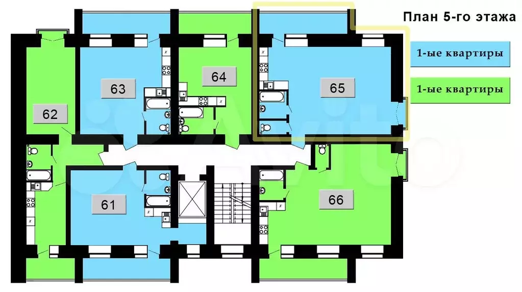 2-к. квартира, 57,4 м, 5/9 эт. - Фото 0