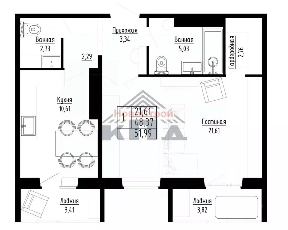 1-к кв. Омская область, Омск ул. Леонида Маслова, 7 (52.0 м) - Фото 1