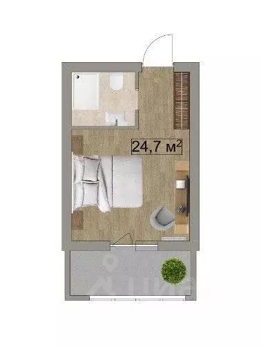 Студия Крым, Черноморское пгт ул. Сигнальная, 2Вс15 (24.1 м) - Фото 2