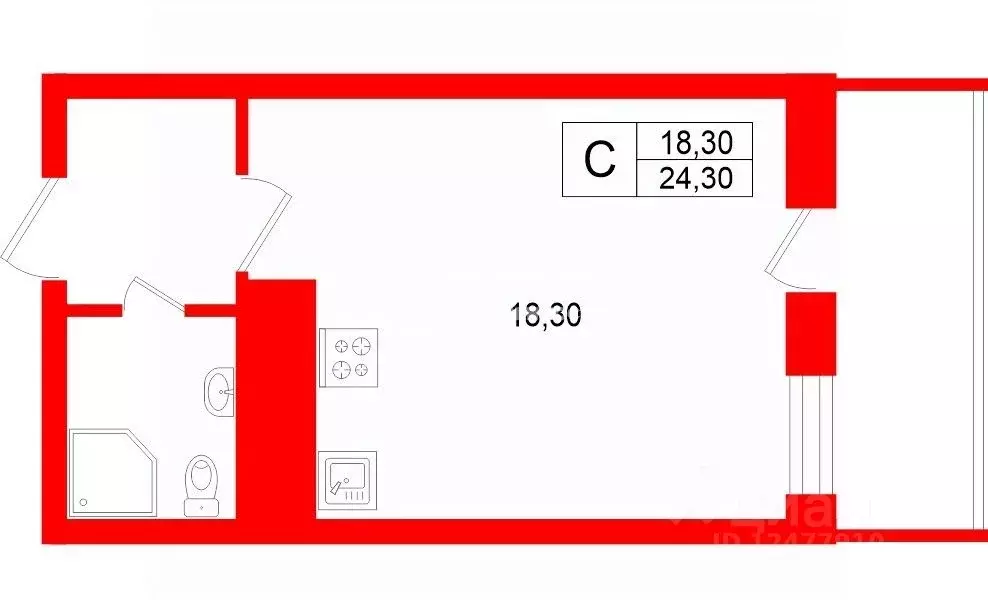Студия Ленинградская область, Мурино Всеволожский район, бул. ... - Фото 2