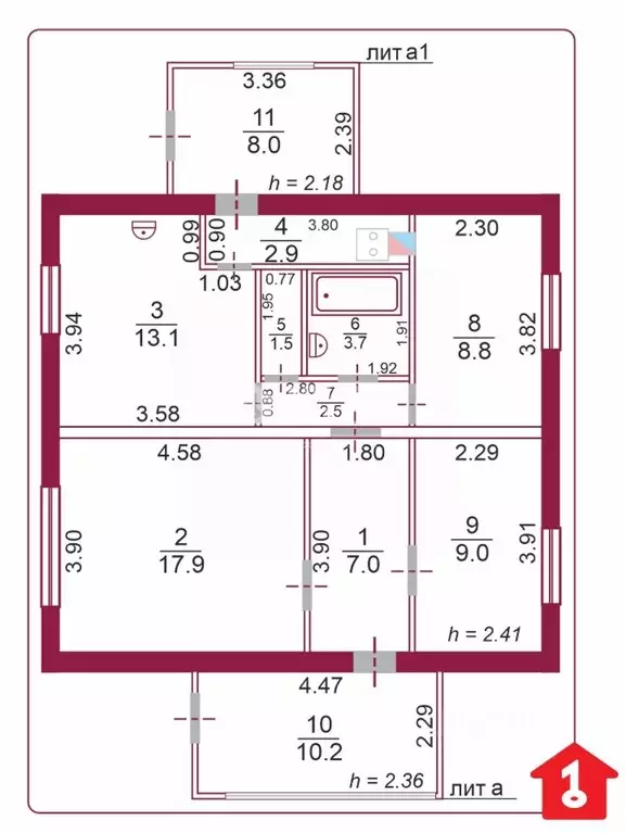 Дом в Омская область, Горьковский район, с. Новопокровка  (66 м) - Фото 2