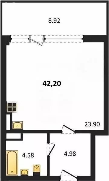 Квартира-студия: Севастополь, улица Лётчиков, 10 (42.2 м) - Фото 1