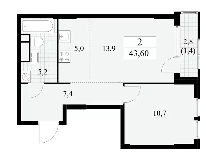 2-комнатная квартира: Москва, Бартеневская улица, 18к2 (43.6 м) - Фото 0