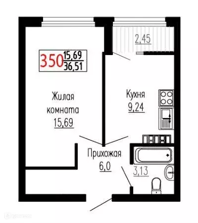 Продаётся 1-к квартира, 36.5 м - Фото 0