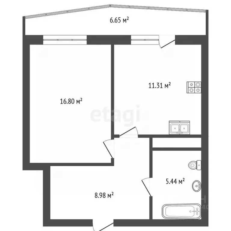 1-к кв. Тюменская область, Тюмень ул. Александра Протозанова, 10к2 ... - Фото 2