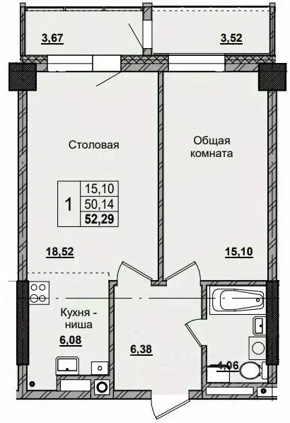 1-к кв. саха (якутия), якутск ул. красильникова, 5 (52.5 м) - Фото 0