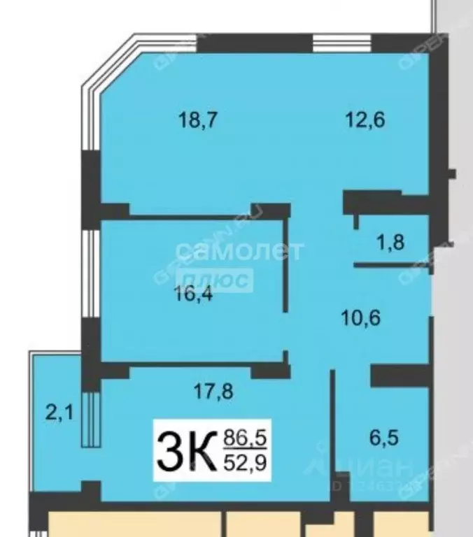 3-к кв. Нижегородская область, Нижний Новгород ул. Тимирязева, 7к2 ... - Фото 2