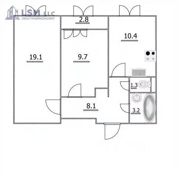 2-к кв. Санкт-Петербург ул. Плесецкая, 17 (51.0 м) - Фото 1