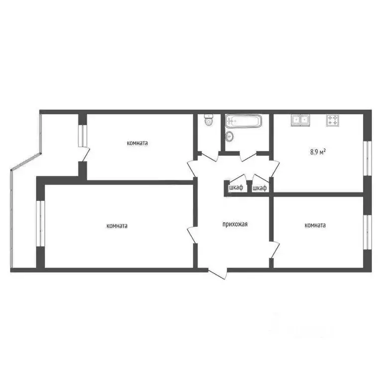 3-к кв. Самарская область, Тольятти ул. Лизы Чайкиной, 69 (67.0 м) - Фото 2