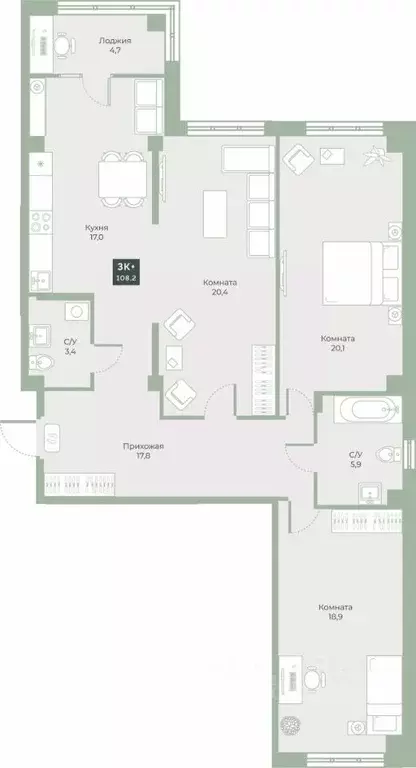 3-к кв. Курганская область, Курган Заозерный жилрайон, 6А мкр, ул. ... - Фото 1