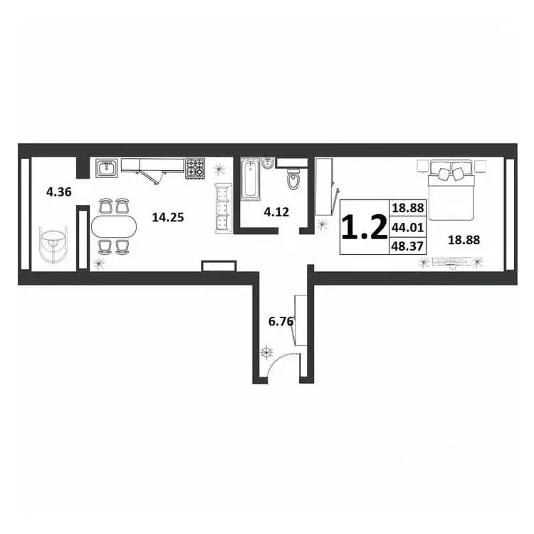 1-к кв. Новгородская область, Великий Новгород ул. Якова Павлова, 15 ... - Фото 1