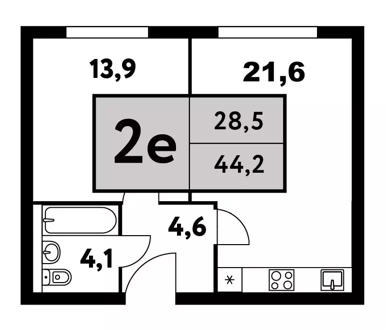 2-комнатная квартира: Москва, Фестивальная улица, 15к4 (44.2 м) - Фото 0