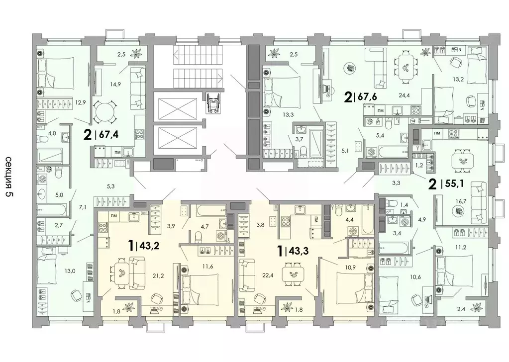 2-к кв. Владимирская область, Владимир Уно жилой комплекс (67.4 м) - Фото 2