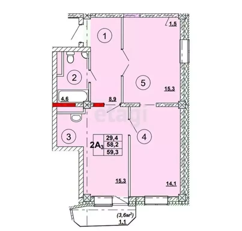 2-комнатная квартира: Абакан, улица Кирова, 185к3 (58 м) - Фото 0