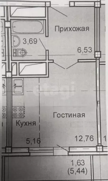 Студия Татарстан, Казань ул. Бари Галеева, 8Ак3 (31.6 м) - Фото 1