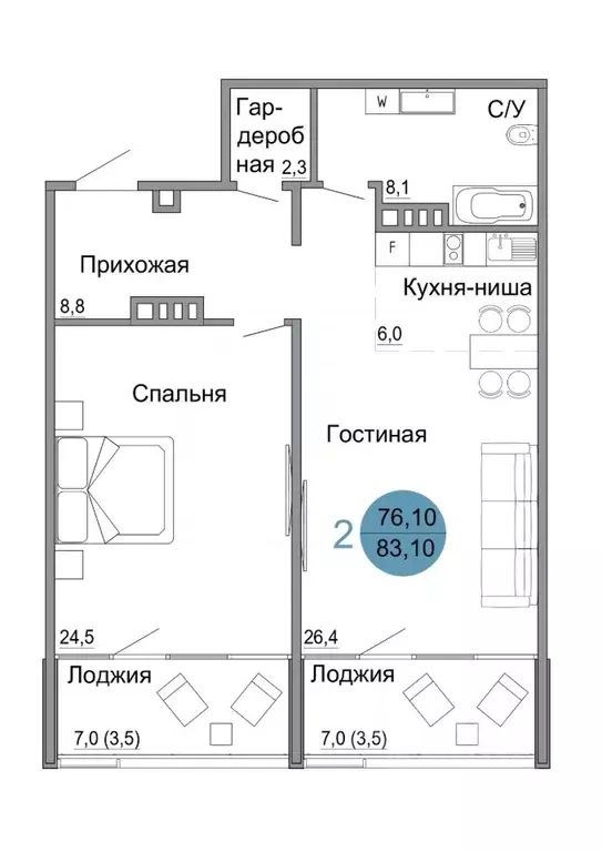 2-к кв. Крым, Керчь Белый город жилой комплекс (83.1 м) - Фото 0