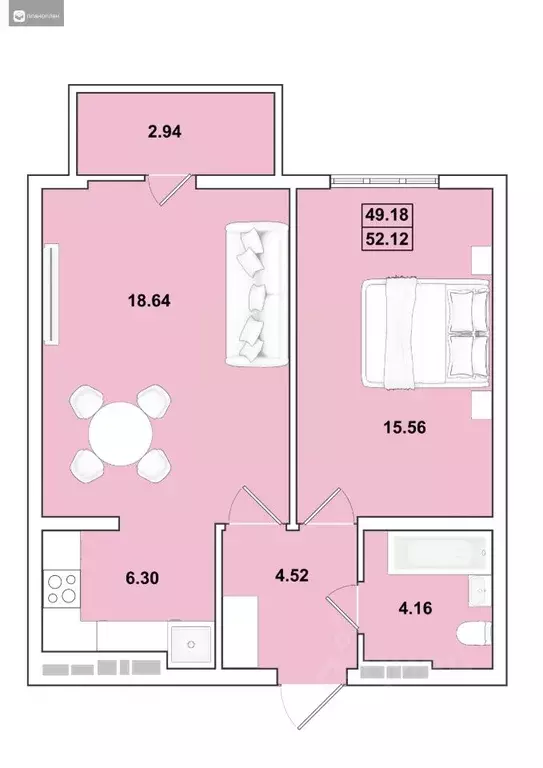2-к кв. Иркутская область, Иркутск Ново-Ленино мкр,  (52.12 м) - Фото 1