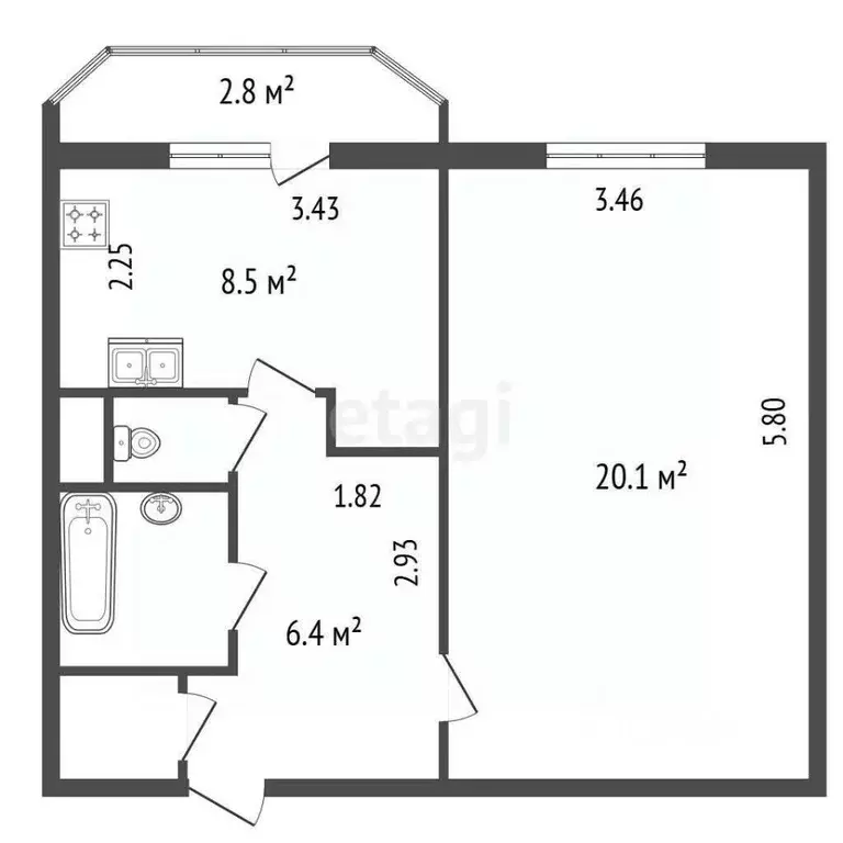1-к кв. Санкт-Петербург Приморский просп., 161 (40.0 м) - Фото 2