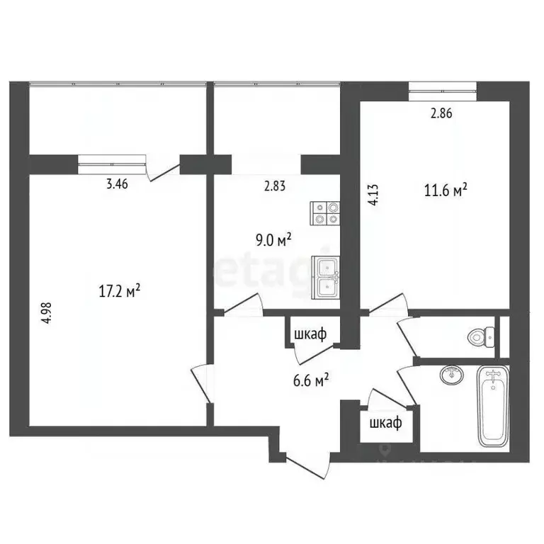 2-к кв. Московская область, Королев Юбилейный мкр, ул. М.К. ... - Фото 2
