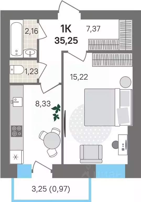 1-к кв. Пермский край, Пермский муниципальный округ, с. Култаево ул. ... - Фото 1