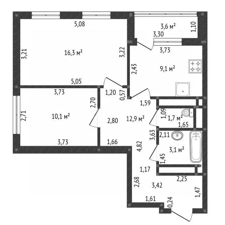 2-к кв. Башкортостан, Уфа ул. Дмитрия Купцова, 4 (55.0 м) - Фото 2