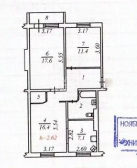 3-к кв. Ямало-Ненецкий АО, Ноябрьск ул. Ленина, 42 (65.1 м) - Фото 1