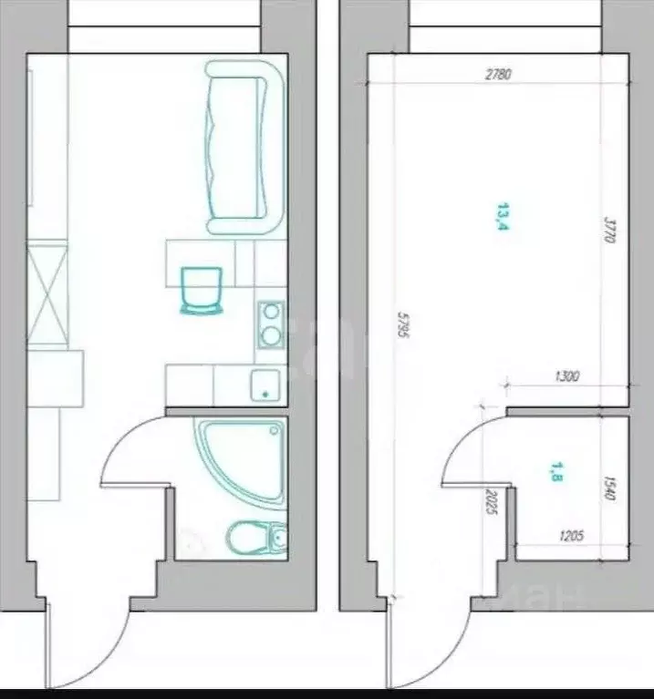 Студия Краснодарский край, Сочи Бытха мкр, ул. Ясногорская, 16/2к3 ... - Фото 1