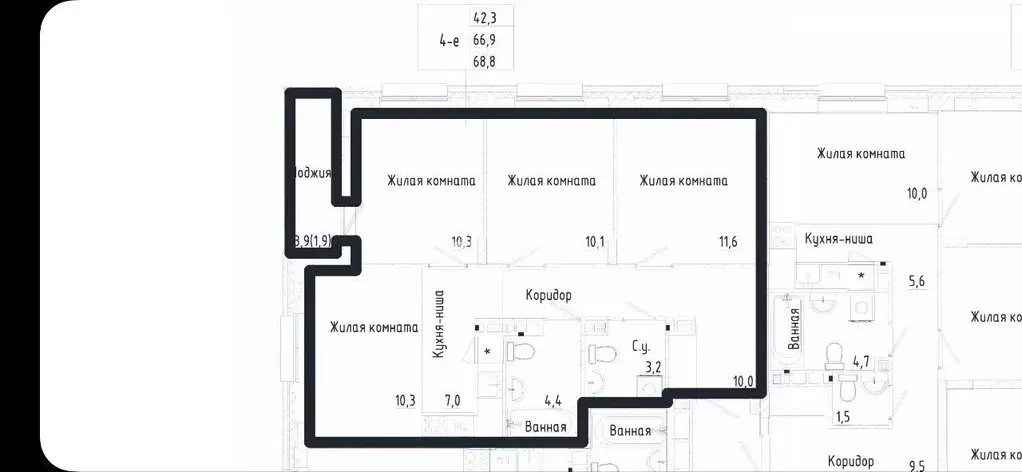 3-к кв. Пермский край, Пермь ул. Героев Хасана, 93Б (66.9 м) - Фото 2