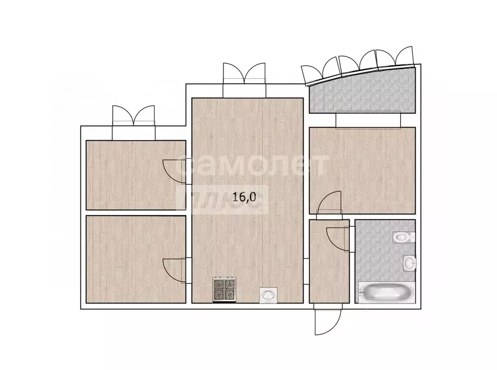 2-к кв. Тюменская область, Тюмень Широтная ул., 168к3 (62.6 м) - Фото 1