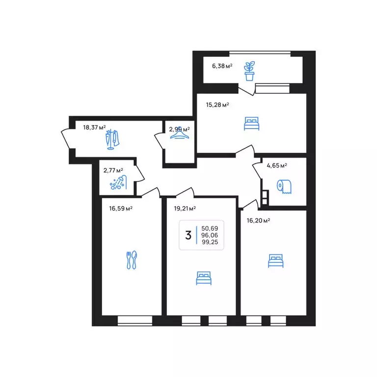 3-комнатная квартира: Липецк, улица Александра Кириллова, 1к1 (99.25 ... - Фото 1