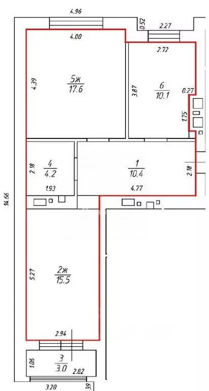 2-к кв. Калининградская область, Калининград ул. Баженова, 13Б (59.3 ... - Фото 1