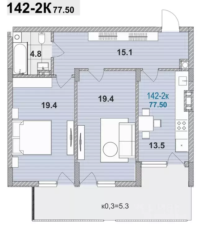 2-к кв. Калининградская область, Зеленоградск ул. Гагарина, 87 (77.5 ... - Фото 1