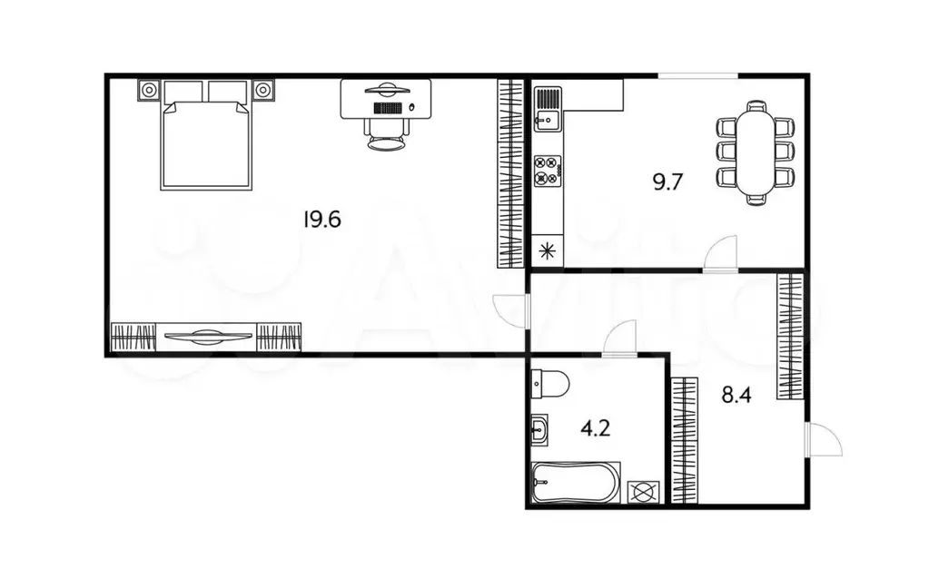 1-к. квартира, 41 м, 5/5 эт. - Фото 0