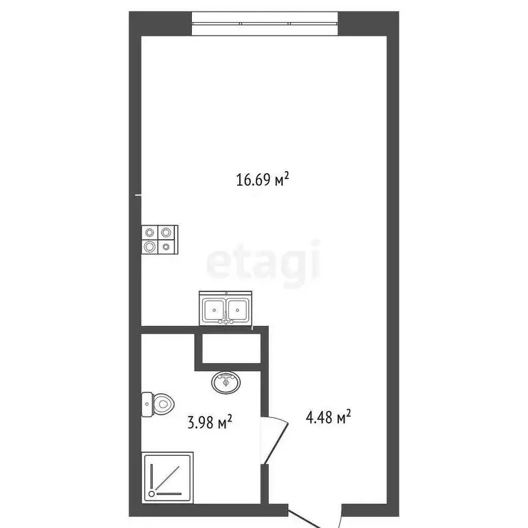 Квартира-студия: Тюмень, Полевая улица, 108 (20.5 м) - Фото 1