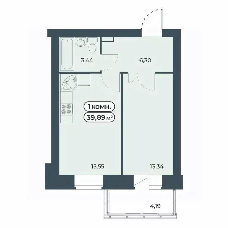 1-к кв. Красноярский край, Красноярск ул. Светлова, 25/1 (39.89 м) - Фото 1
