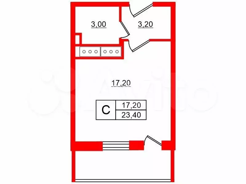 Квартира-студия, 23,4 м, 8/14 эт. - Фото 0