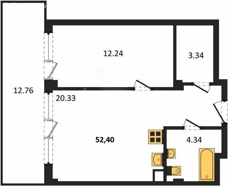 Квартира-студия: Севастополь, улица Лётчиков, 10 (52.4 м) - Фото 1