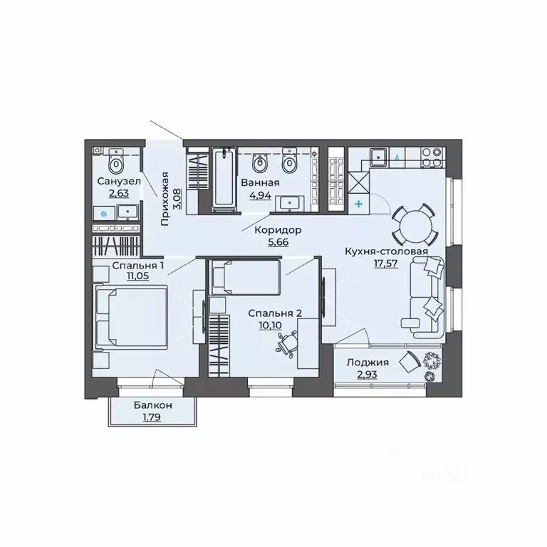 2-к кв. Свердловская область, Екатеринбург Втузгородок жилрайон, Б26 ... - Фото 0